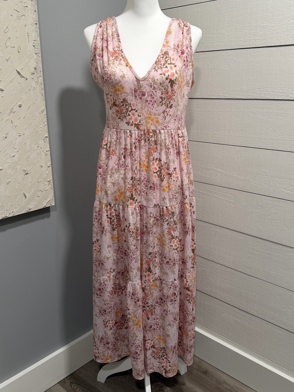See You Monday Pink Floral V-Neck Maxi Dress